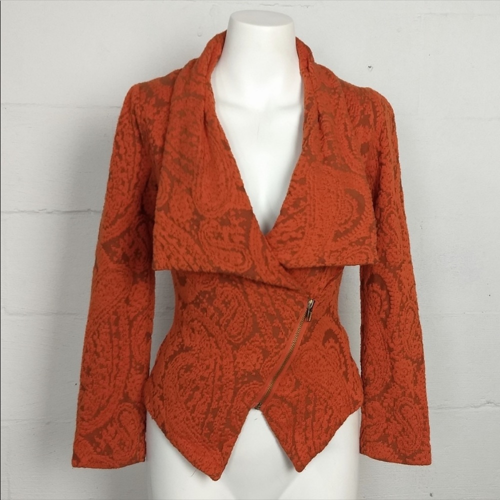 Anthropologie cropped jacket with asymmetrical zipper